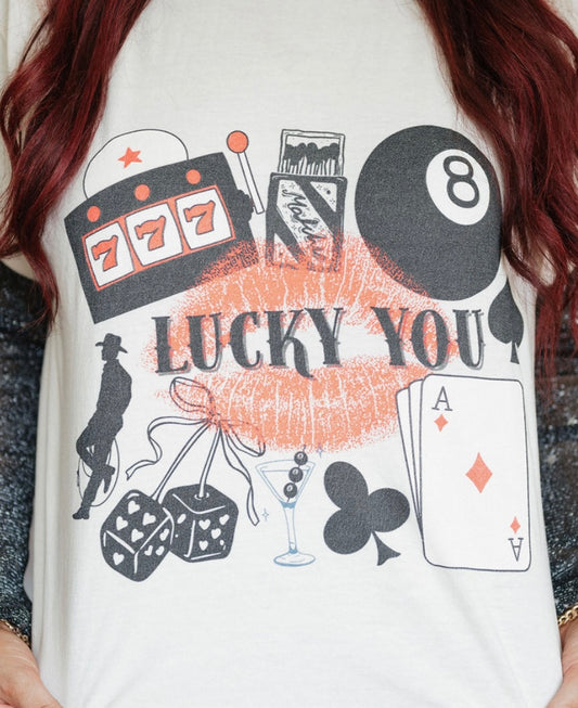 Lucky You Casino T-Shirt Casino Night, Good Luck Shirt, Punchy Girl T-shirt, Trendy Apparel