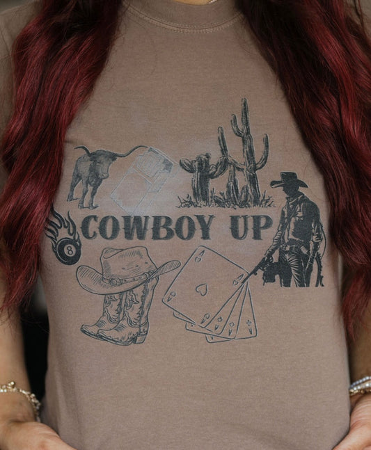 "Cowboy Up" Western, Vintage, Collage T-Shirt